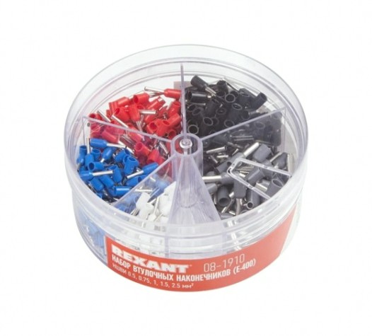 Набор наконечников REXANT 08-1910 втулочных НШВИ (0.5мм²; 0.75мм²; 1мм²; 1.5мм²; 2.5