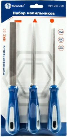 Набор напильников Кобальт 247-729 двухкомпонентная рукоятка, № 2, 150 мм (3 шт.)
