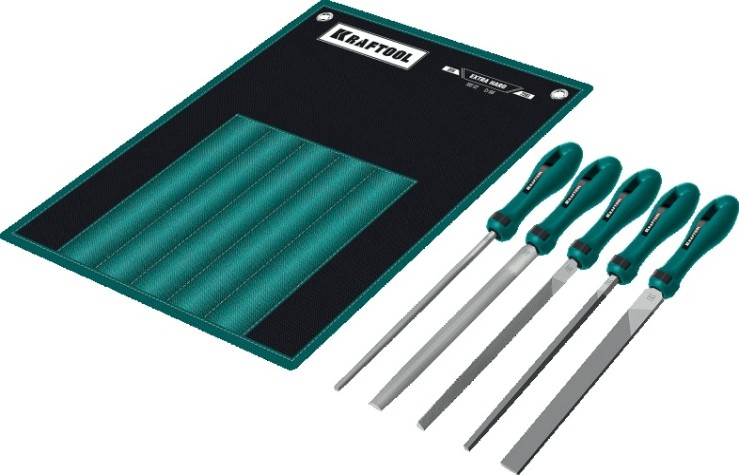 Набор напильников KRAFTOOL ALLIGATOR 16905 двухкомпонентная рукоятка, 200 мм [16905]