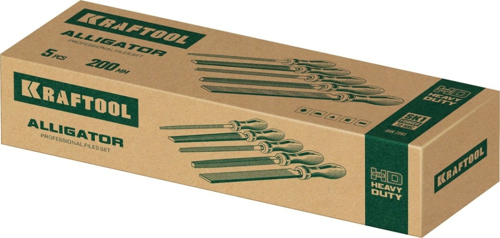 Набор напильников KRAFTOOL ALLIGATOR 16905 двухкомпонентная рукоятка, 200 мм [16905]