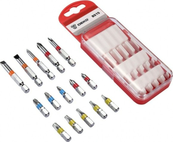 Набор насадок DEKO BS15 бит (15 шт.) [065-0694]