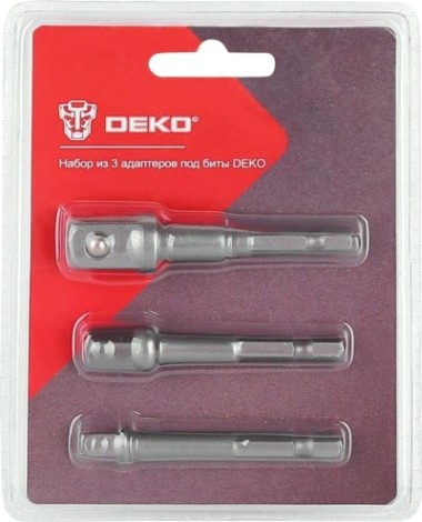 Набор насадок DEKO из 3 адаптеров под биты DEKO [065-0762]