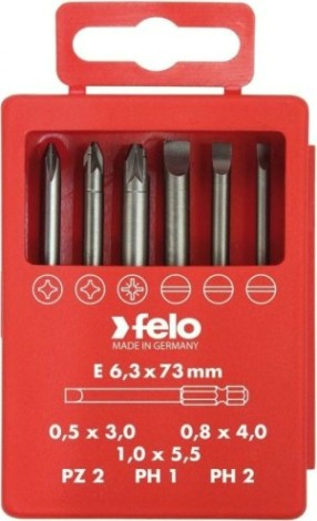 Набор насадок FELO 03092716 бит sl/pz/ph industrial 73 мм в кейсе, 6 шт