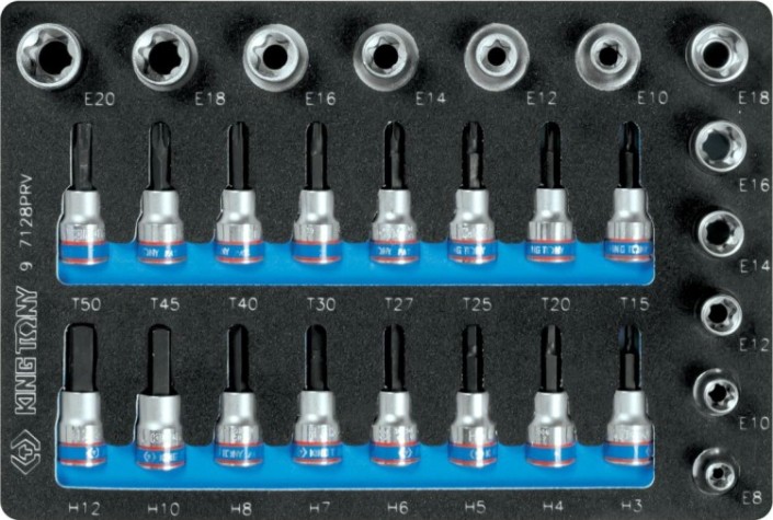 Набор насадок HEX, TORX KING TONY 28 предметов ложемент 9-7128PRV [9-7128PRV]