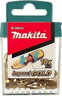 Набор насадок MAKITA B-39534-10 impact gold pz2, 25 мм, c-form (уп.10шт. в упаковке 10 наборов) [B-39534-10]