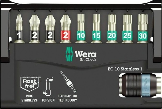 Набор насадок WERA Bit-Check, Edelstahl BC 10/9 SB,WE-073630 [WE-073630]