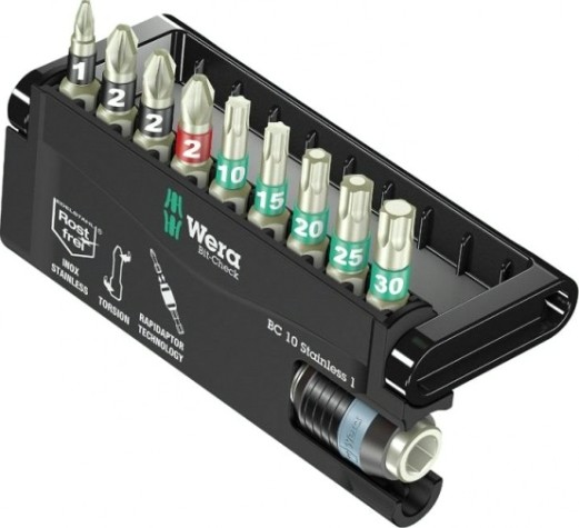 Набор насадок WERA Bit-Check, Edelstahl BC 10/9 Stainless, 9TLG, WE-071110 [WE-071110]