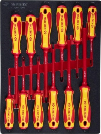 Набор отверток диэлектрических KING TONY 9-30612MRV ложемент, 12 предметов