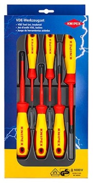Набор отверток диэлектрических KNIPEX KN-002012V03 с узким концом, 6 предм. Набор отверток диэлектрических KNIPEX KN-002012V03 с узким концом, 6 предм.