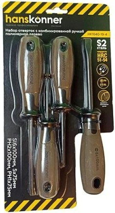 Набор отверток HANSKONNER HK1040-19-4 с комб. ручкой полимерное дерево 4 шт Набор отверток HANSKONNER HK1040-19-4 с комб. ручкой полимерное дерево 4 шт