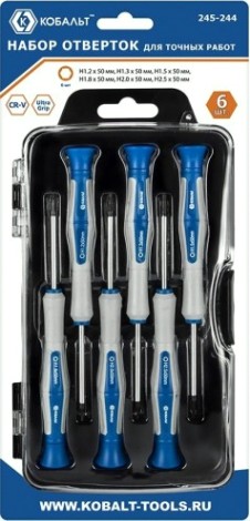 Набор отверток Кобальт 245-244 для точных работ ultra grip 50 мм, кейс (6 шт.) Набор отверток Кобальт 245-244 для точных работ ultra grip 50 мм, кейс (6 шт.)