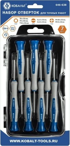 Набор отверток Кобальт 646-638 для точных работ ultra grip 50 мм, кейс (7 шт.) Набор отверток Кобальт 646-638 для точных работ ultra grip 50 мм, кейс (7 шт.)