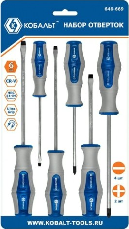 Набор отверток Кобальт 646-669 ultra grip cr-v (6 шт.) Набор отверток Кобальт 646-669 ultra grip cr-v (6 шт.)