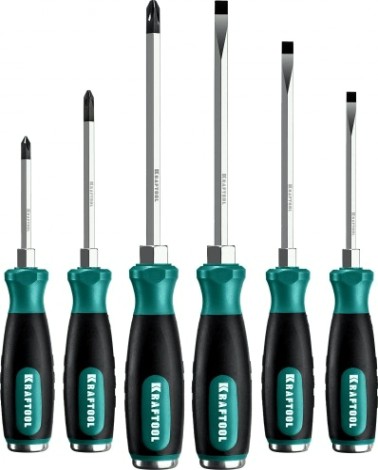 Набор отверток KRAFTOOL IMPACT ударных, сквозной стержень cr-mo, 6 шт. [25025]