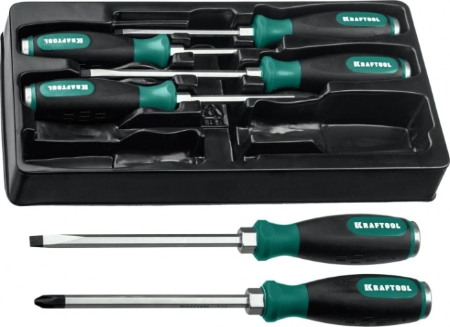 Набор отверток KRAFTOOL IMPACT ударных, сквозной стержень cr-mo, 6 шт. [25025]