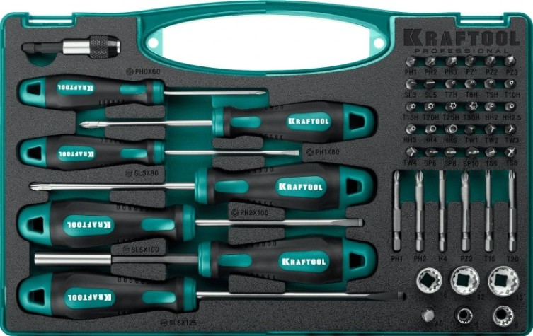 Набор отверток KRAFTOOL X-Drive-50 и насадок, 50 шт. [25815]