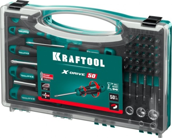 Набор отверток KRAFTOOL X-Drive-50 и насадок, 50 шт. [25815]