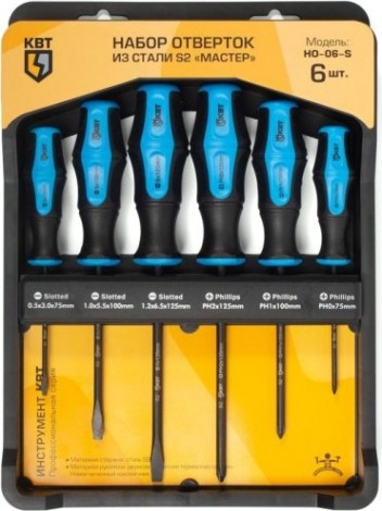 Набор отверток КВТ НО-06-S из стали s2 "мастер" [78622]