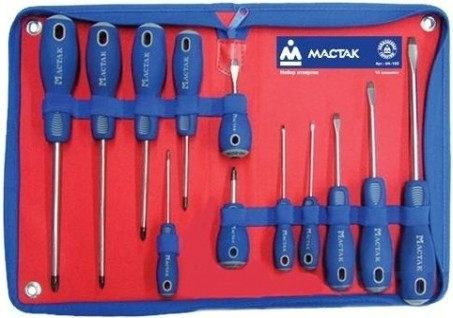 Набор отверток МАСТАК 04-12Z в футляре на молнии, 12 предметов Набор отверток МАСТАК 04-12Z в футляре на молнии, 12 предметов