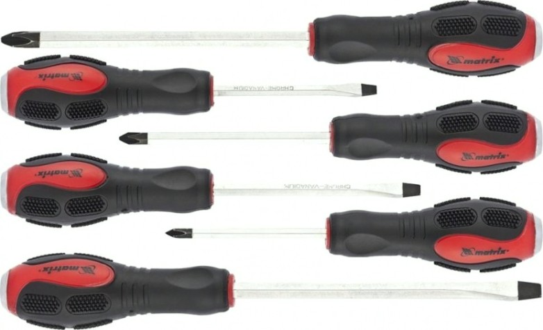 Набор отверток MATRIX ph1x75, ph2x100, ph3x150, sl5x75,sl6 ударных 6шт., [19120]