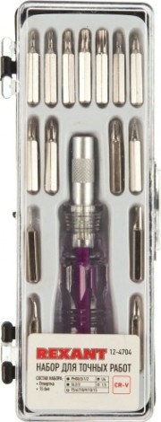 Набор отверток REXANT 12-4704 для точных работ 16 предметов