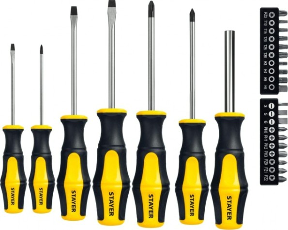 Набор отверток с насадками STAYER Hercules-K27 Cr-V, намагниченные, 27 предметов [25827]