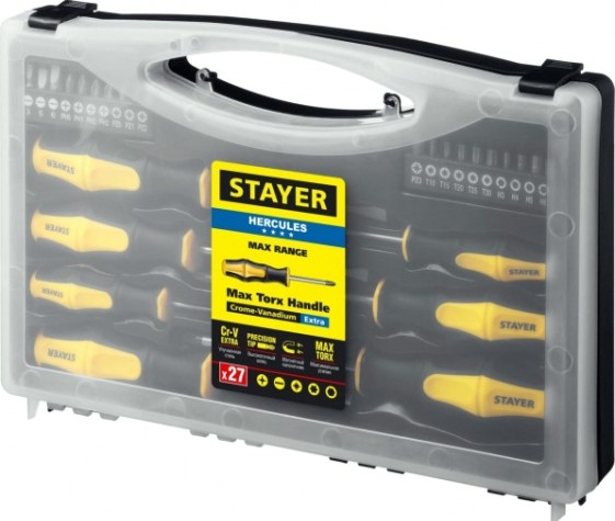 Набор отверток с насадками STAYER Hercules-K27 Cr-V, намагниченные, 27 предметов [25827]