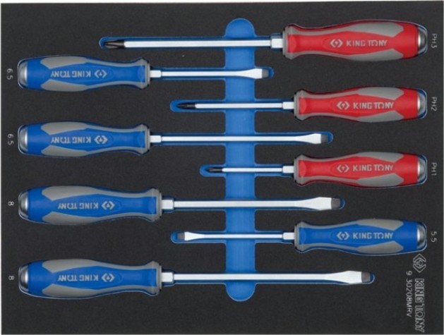 Набор отверток силовых KING TONY 8 предметов ложемент 9-30208MRV [9-30208MRV]