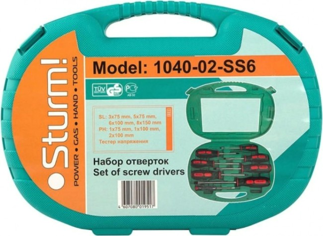 Набор отверток Sturm 1040-02-SS6 +тестер напряжения, 8 пред., crv Набор отверток Sturm 1040-02-SS6 +тестер напряжения, 8 пред., crv