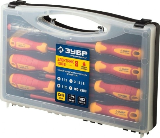 Набор отверток ЗУБР ПРОФЕССИОНАЛ диэлектрических, 8 шт. [25268]