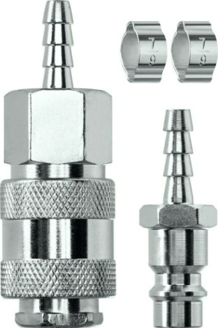 Набор перходников KRAFTOOL 6мм (штуцер "елочка"- рапид муфта) + (рапид штуцер-шту [06599-06-H]