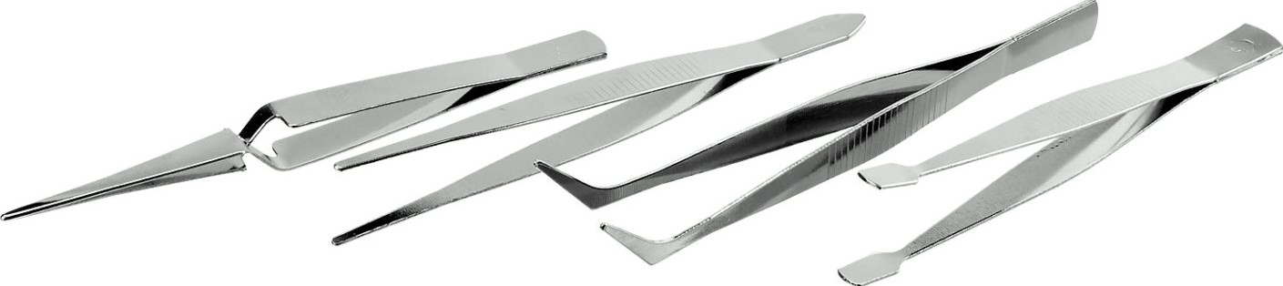 Набор пинцетов ЗУБР МАСТЕР нержавеющая сталь, 120 мм, 4 шт. [22215-H4]