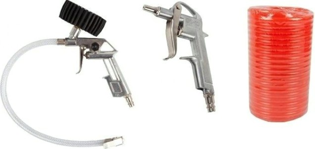 Набор пневмоинструмента QUATTRO ELEMENTI 3 шт, шланг 5м, пистолеты для накачки шин и обдувочный [772-128]