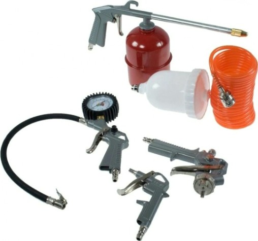 Набор пневмоинструмента QUATTRO ELEMENTI 5 шт, краскопульт, шланг 5м, пистолеты для мовиля [771-138]