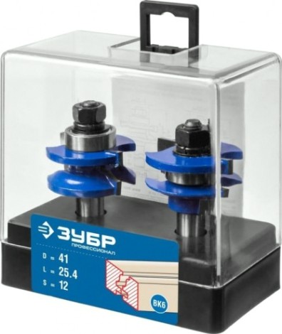 Набор рамочных фрез №1 ЗУБР ПРОФЕССИОНАЛ 41,3x23мм, хвостовик 12 мм, [28771-41.3-H2]