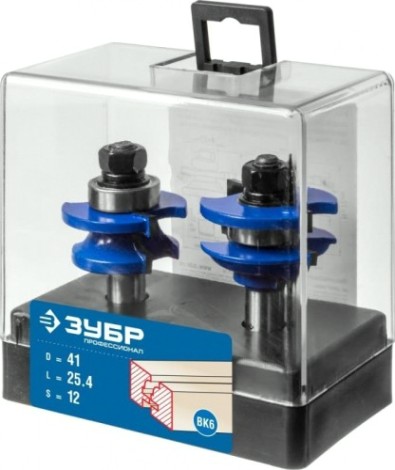 Набор рамочных фрез №2 ЗУБР ПРОФЕССИОНАЛ 41,3x23мм, хвостовик 12 мм, [28772-41.3-H2]