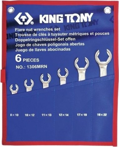 Набор разрезных ключей KING TONY 1306MRN 8-22 мм, чехол из теторона, 6 предметов