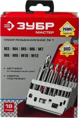 Набор резьбонарезной ЗУБР "МАСТЕР" 18 предметов [28115-H18_z01]