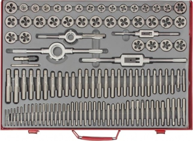 Набор резьбонарезных инструментов MATRIX метчиков и плашек м2-м18, 110 шт. метал. кейс// [773110]