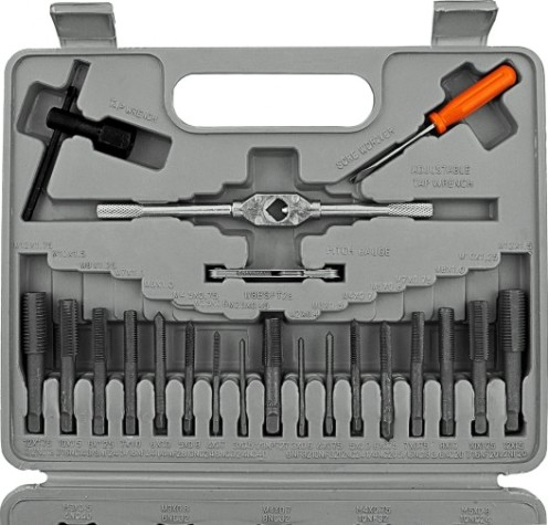 Набор резьбонарезных инструментов Sparta М3 метчиков и плашек м3-м12, плашко-метчикодержатель, [773155]