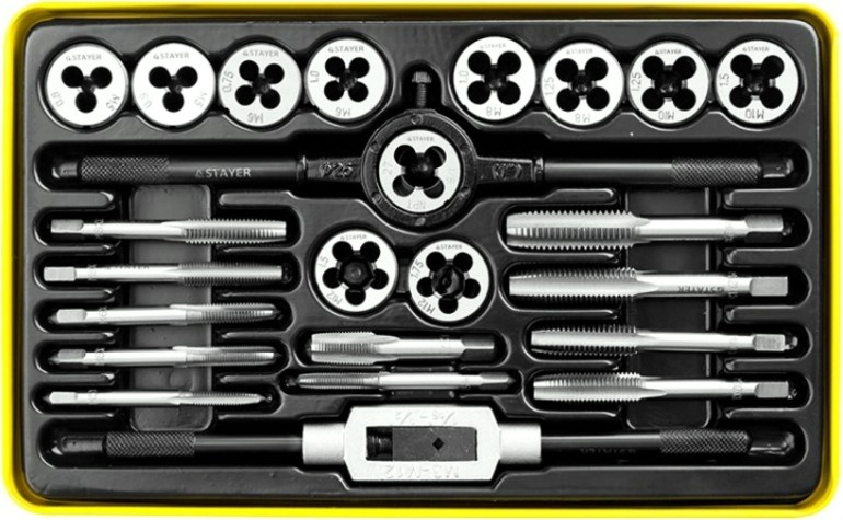 Набор резьбонарезных инструментов STAYER MaxCut 24 предмета, метчиков и плашек, легированная сталь [28020-H24]