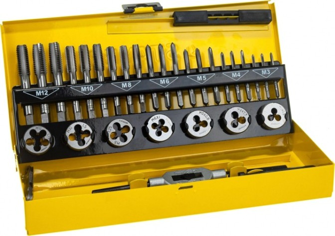 Набор резьбонарезных инструментов STAYER MaxCut 32 предмета, метчиков плашек, легированная сталь [28014-H32]