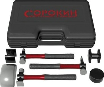 Набор рихтовочного оборудования СОРОКИН 6.107 молотков и поддержек 7 предметов