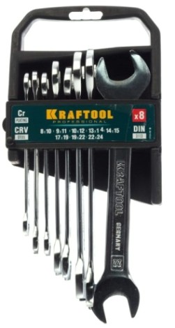 Набор рожковых ключей KRAFTOOL 27033-H8C_z01 8-24 мм, 8 шт. Набор рожковых ключей KRAFTOOL 27033-H8C_z01 8-24 мм, 8 шт.