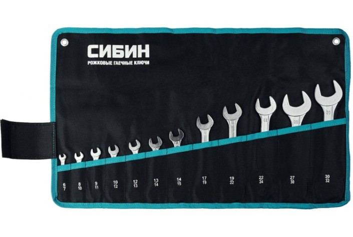 Набор рожковых ключей Сибин 27013-H12 6-32 мм, 12 шт. Набор рожковых ключей Сибин 27013-H12 6-32 мм, 12 шт.