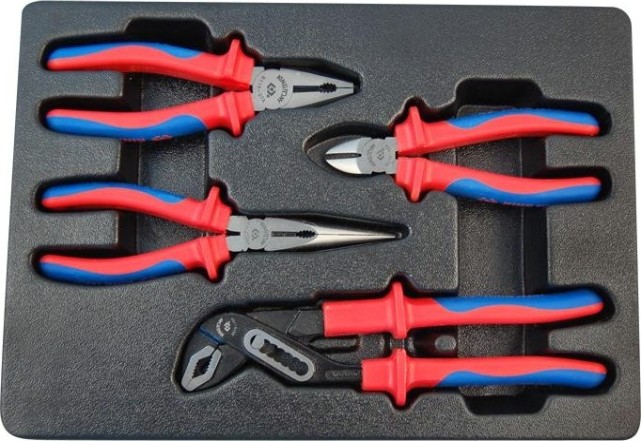 Набор шарнирно-губцевого инструмента KING TONY 4 предмета ложемент 9-40604GP [9-40604GP]