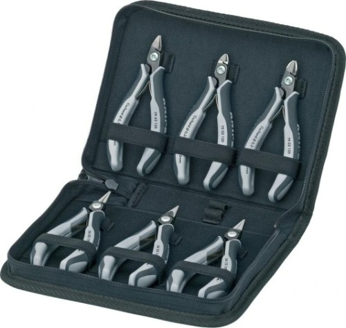 Набор шарнирно-губцевого инструмента KNIPEX для электроники, в футляре, 6 предметов 002016PESD [KN-002016PESD]