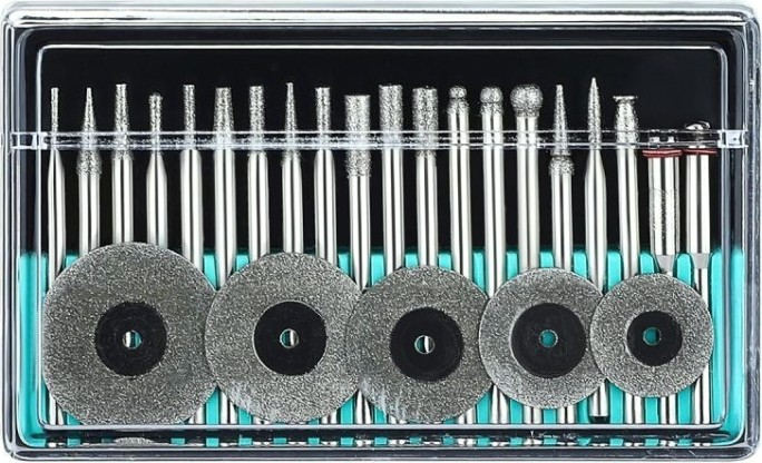 Набор шарошек DEKO RT25 для гравера (отрез. диски+ держатели) 25 предмета [065-0681]