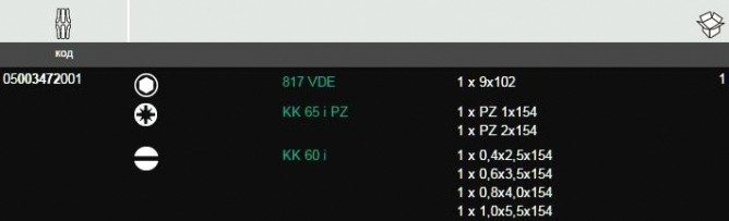 Набор сменных стержней WERA Kraftform Kompakt VDE WE-003472 60i/65i/7 [WE-003472]