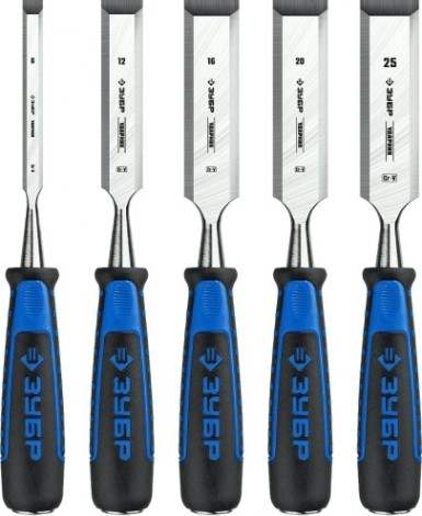 Набор стамесок долот с двухкомпонентной рукотяткой ЗУБР Ударник 18097-H5 [18097-H5]